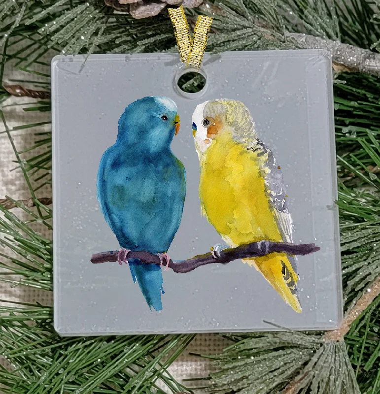 Christmas Home-Baked Goodies Christmas Ornament, Frosted Acrylic, Parakeets, Square, name drop available