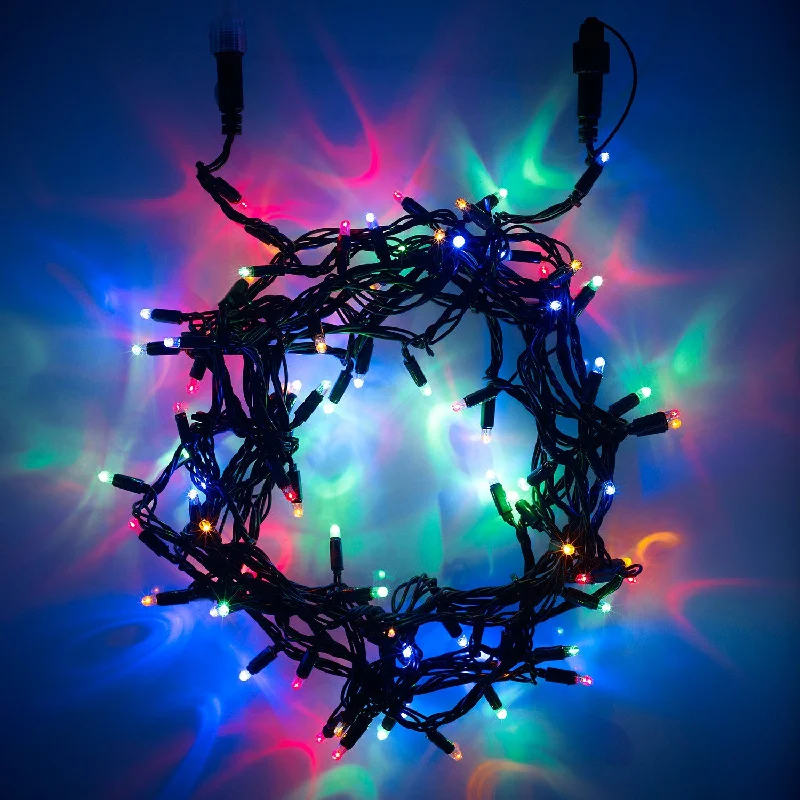 Christmas Winter Night Sky Core Connect 10m 100 Multi Coloured Connectable Fairy Lights Green Cable