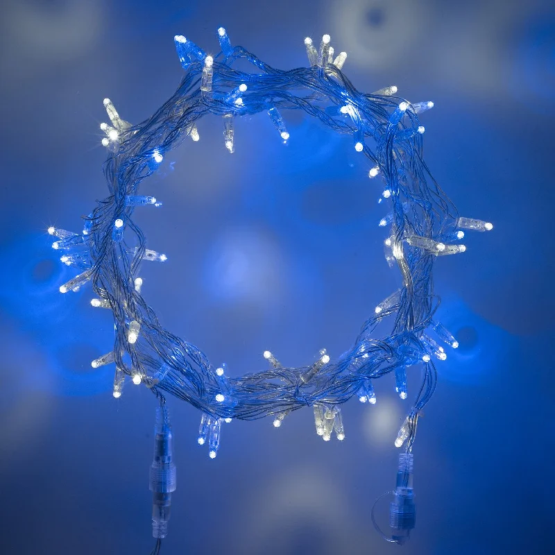 Christmas Party Core Connect 20m 200 Blue & White Connectable Fairy Lights Clear Cable