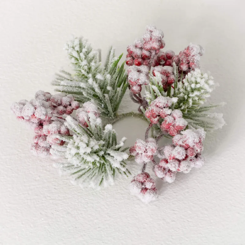 Christmas Winter Forest Walks Flocked Pine & Berry Ring