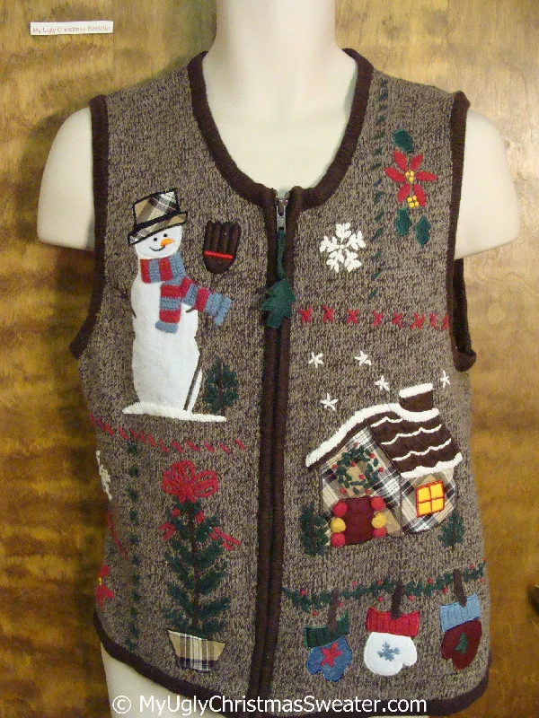 Christmas Candles Crafty 2sided Brown Cheap Christmas Sweater Vest