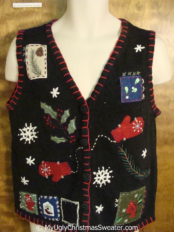 Christmas Gift Packing Station Crafty Black Ugly Christmas Sweater Vest