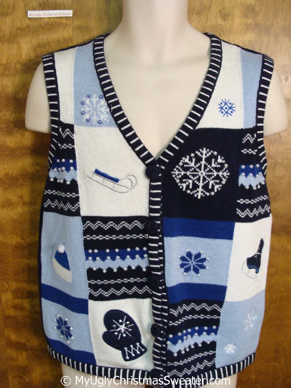 Christmas Eve Crafty Blue Cheap Christmas Sweater Vest