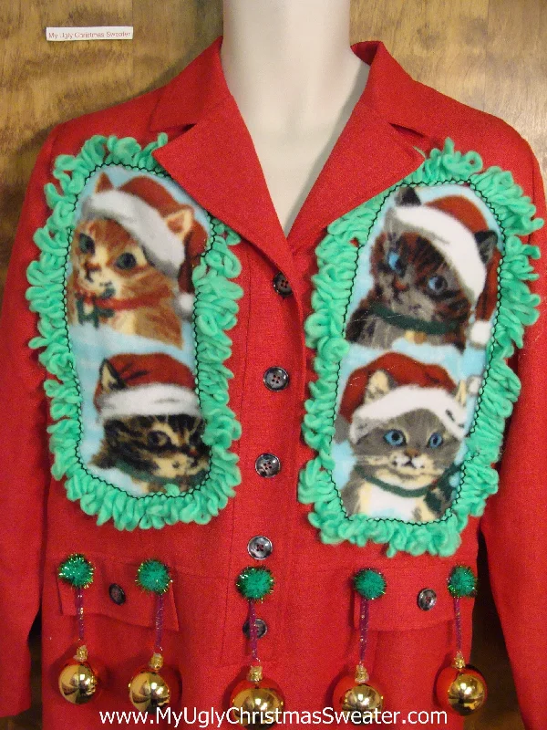 Christmas Cheer Crazy Cat Lady Ugly Christmas Sweater Party Dress Size 14
