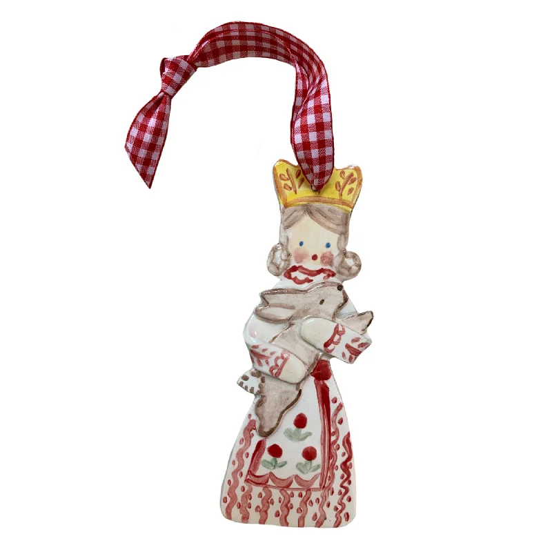 Christmas Decor Crown Girl with Bunny Ornament