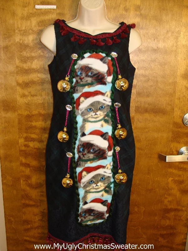 Christmas Caroling Cute Cats Ugly Christmas Sweater Party Dress Size 2