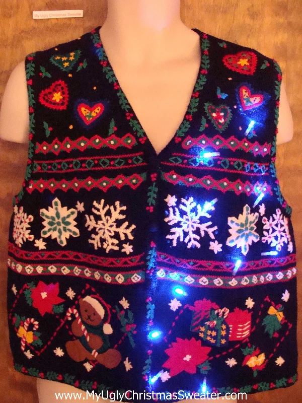 Christmas Celebration Cute TackyLight Up Ugly Xmas Sweater Vest
