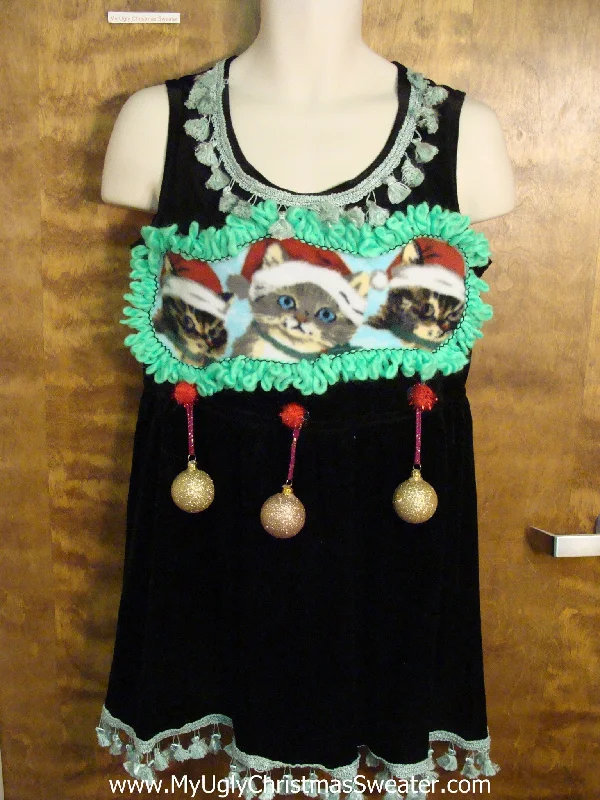 Christmas Mistletoe Cutest Cat Dress Ever Ugly Christmas Sweater Party Favorite Size M