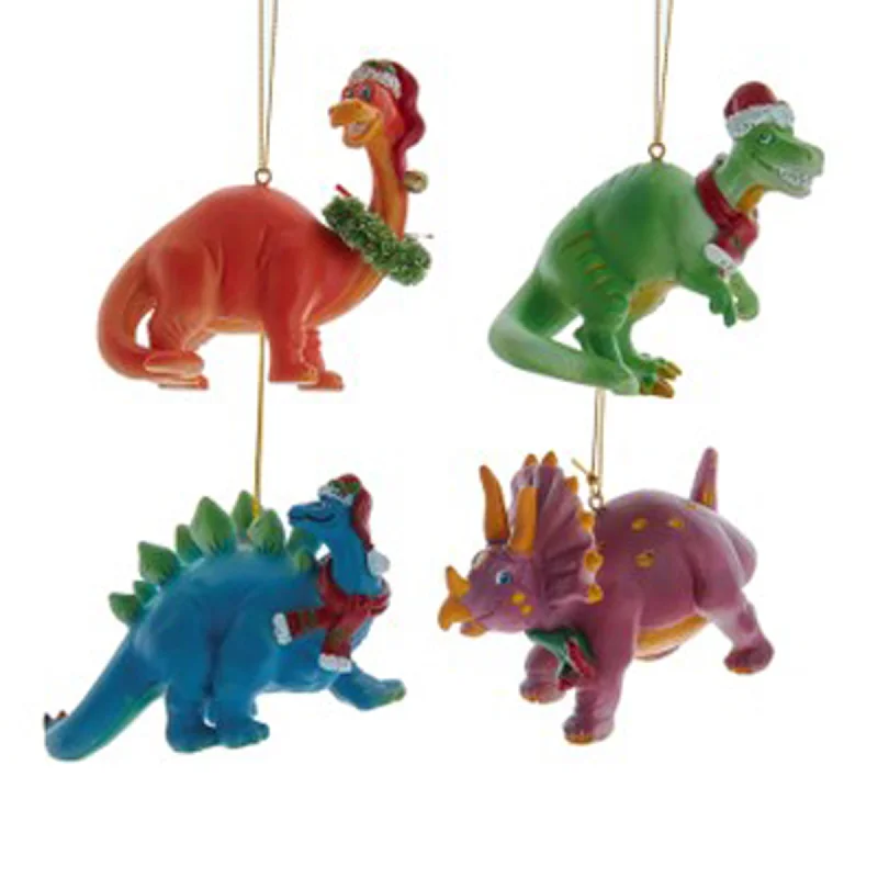 Christmas Nostalgic Festive Times Dinosaur Ornaments, 4 Inches, Assortment, 1 Count