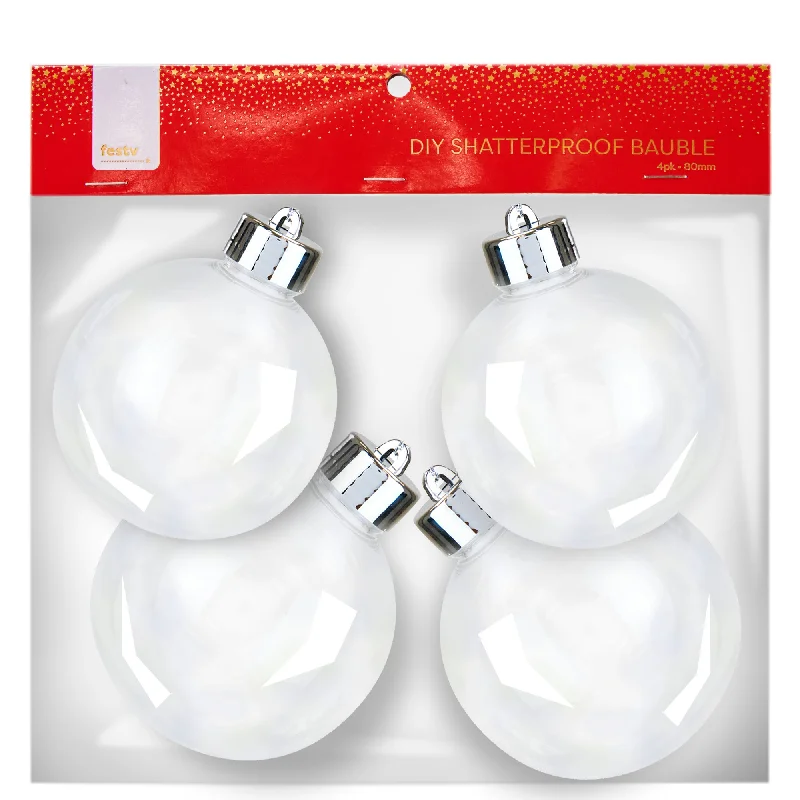 Christmas Dinner DIY Shatterproof Baubles 4pk - 80mm