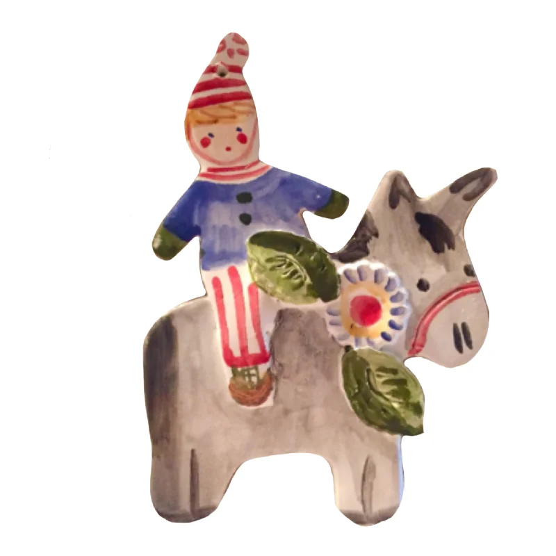 Christmas Party Donkey and Child Ornament