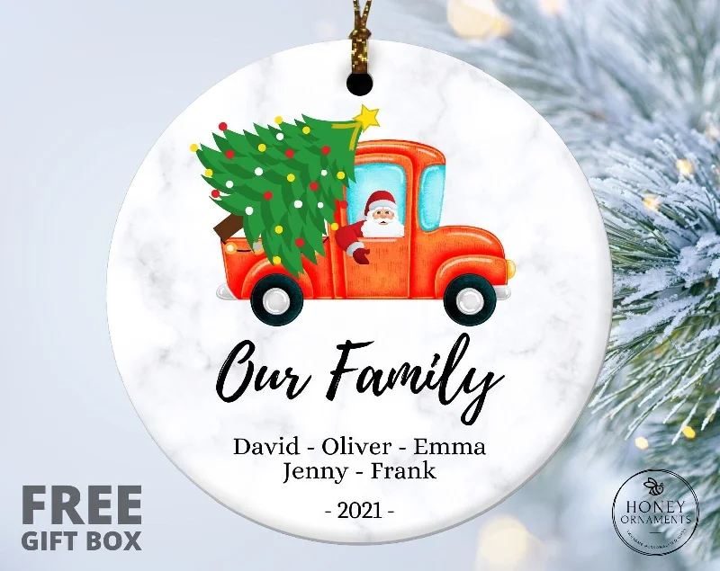 Christmas Festive Snowmen Family Christmas Ornament, Personalized 2023 Santa Ornament with Names, Custom Holiday Ornament, Christmas gift, Family Holiday Keepsake