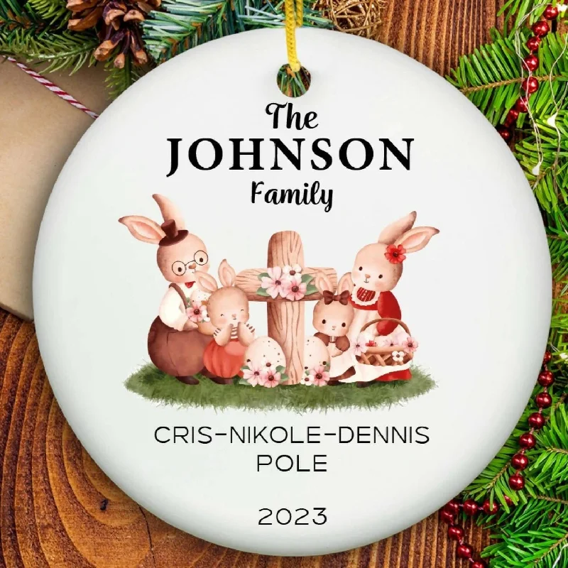 Christmas Pinecones Family Names Ornament - Ceramic