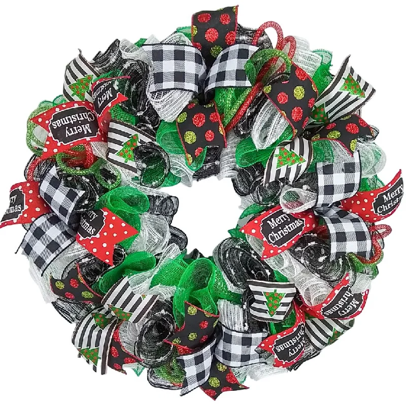 Christmas Cozy Handmade Decorations Festive Red, Green & White Christmas Wreath, Seasonal Decor Christmas Cozy Handmade Decorations Festive Red, Green & White Christmas Wreath, Seasonal Decor