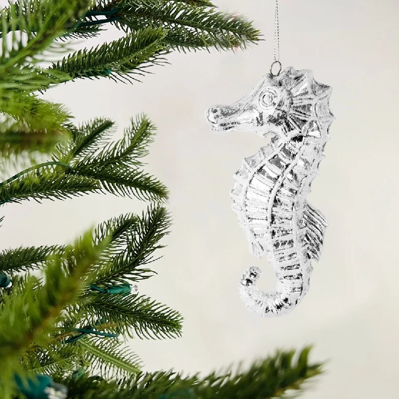 Holiday Cheer Silver Sea Horse Ornament