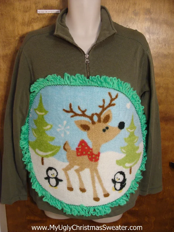 Fluffy Reindeer Mens Christmas Sweater