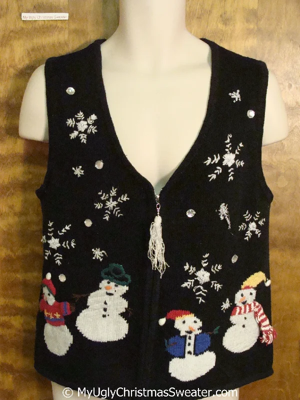 Christmas Cozy Handmade Decorations Four Happy Snowmen Cheap Christmas Sweater Vest