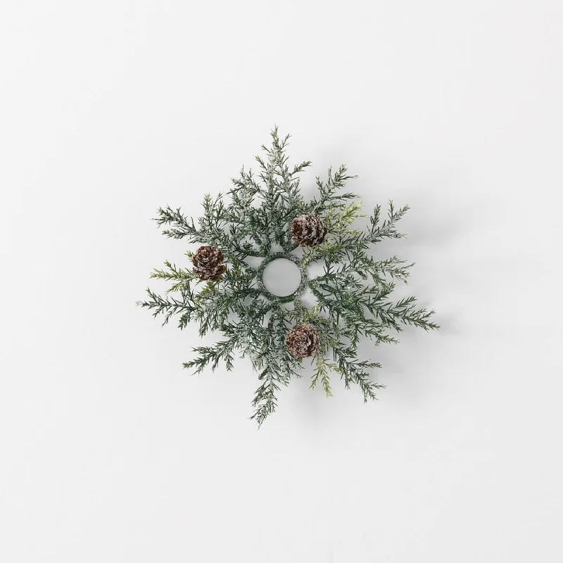Christmas Handmade Pine Wreaths 1" Frosted Arborvitae Ring