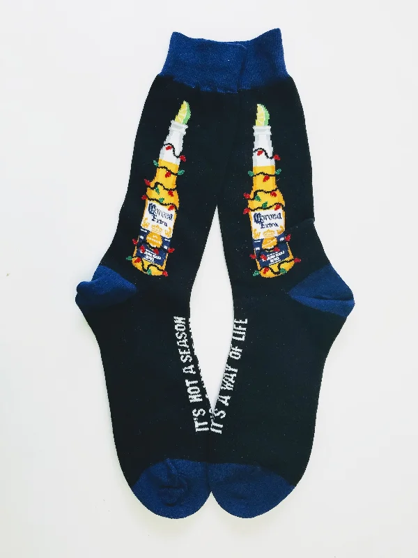 Christmas Spirit Frosty Beer Bottle Crew Socks