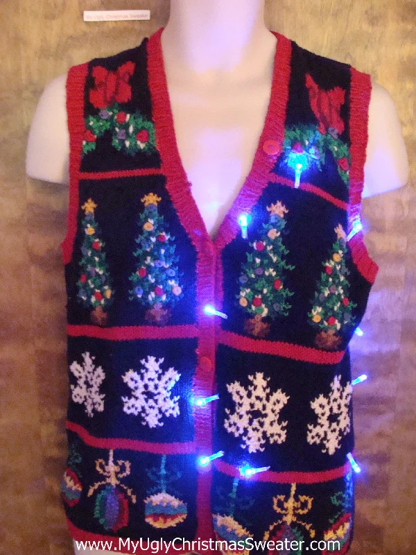 Holiday Fun Fun 2sided Busy Light Up Ugly Xmas Sweater Vest