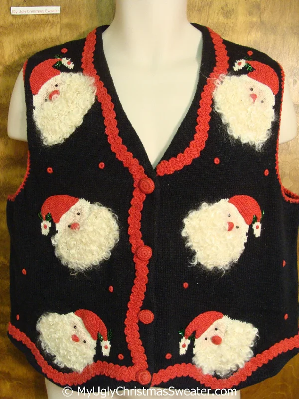 Christmas Lights Funny Fluffy Santas 80s Christmas Sweater Vest