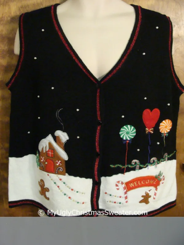 Christmas Pine Tree Funny Gingerbread WELCOME Party Christmas Sweater Vest