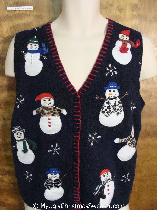 Christmas Pajamas Funny Snowmen in Animal Prints Cheap Christmas Sweater Vest