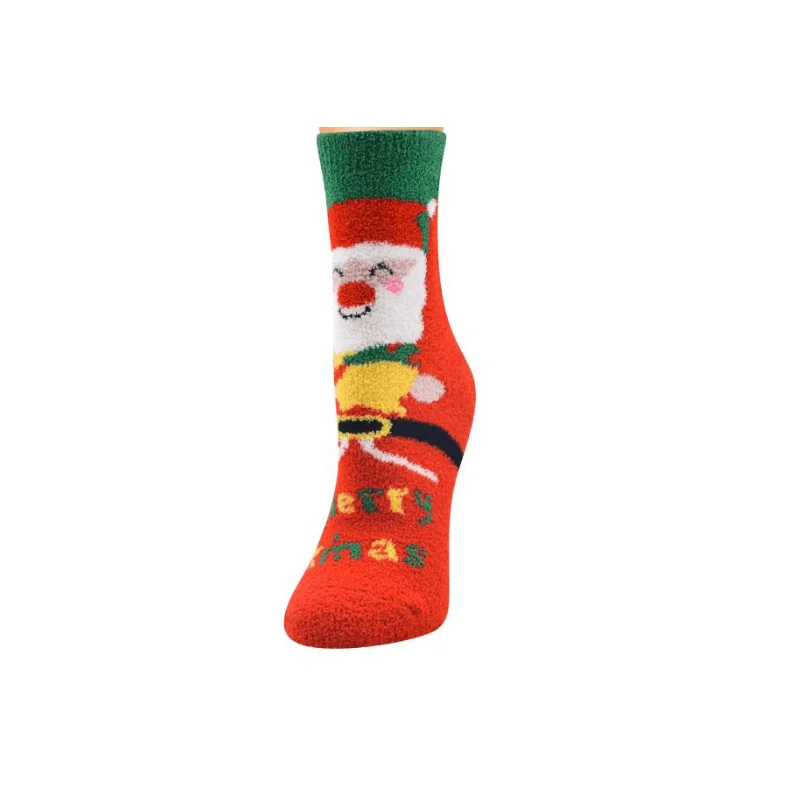 Christmas Church Service Fuzzy Santa Christmas Socks