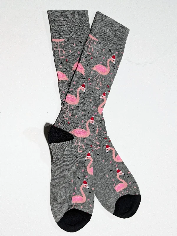 Christmas Stockings Flamingo Santa Hat Crew Socks