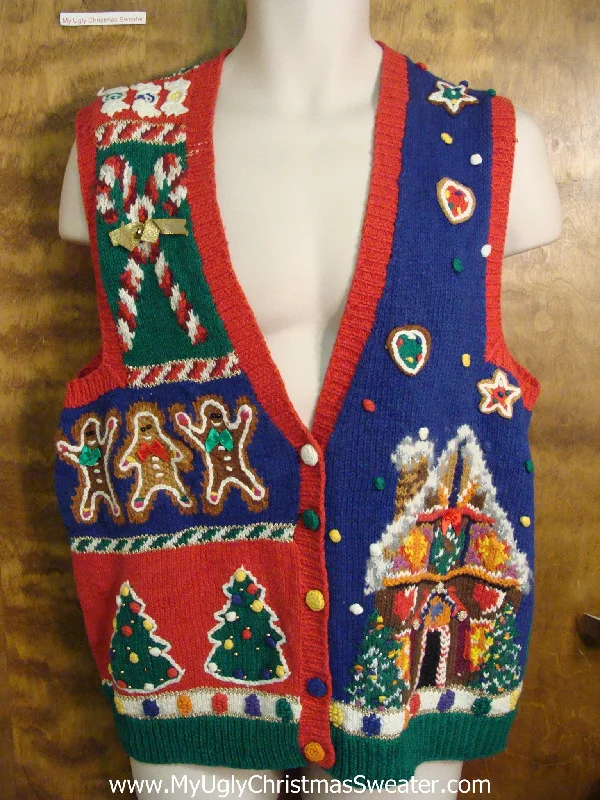 Christmas Home-Baked Goodies Gingerbread 80s Vest Ugly Christmas Sweater