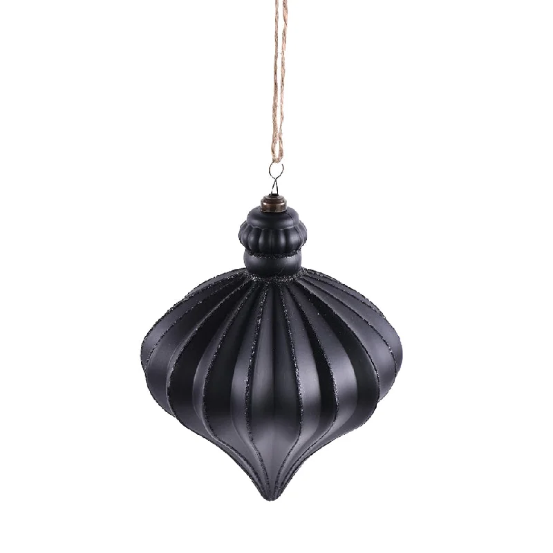 Glitter Onion Finial Ornament - Black