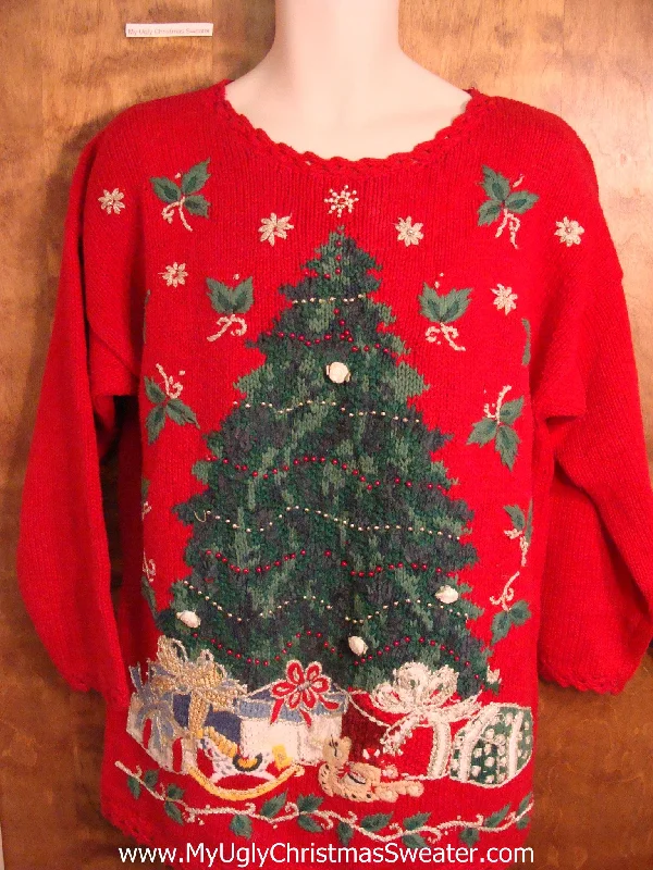 Christmas Hot Chocolate Great 80s Red Ugly Christmas Jumper