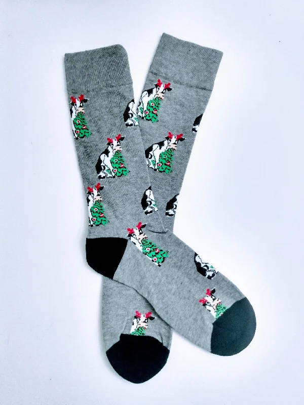 Christmas Cozy Indoor Fireplace Christmas Cow Crew Socks