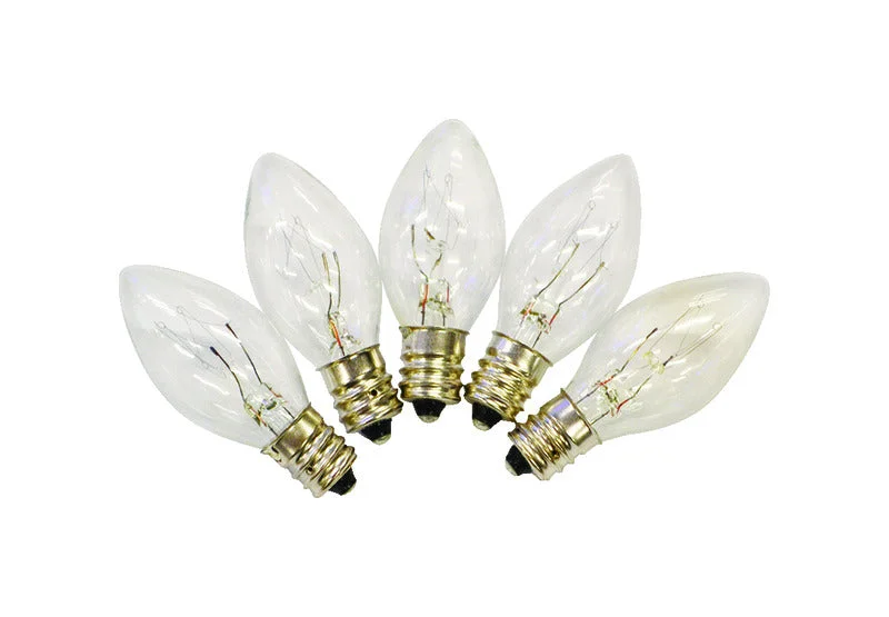 Christmas Snowflakes Holiday Bright Lights Incandescent C7 Clear 25 ct Replacement Christmas Light Bulbs 1 ft.