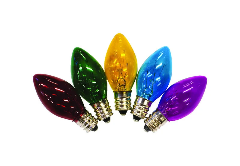 Christmas Starry Outdoor Lights Holiday Bright Lights Incandescent C7 Multicolored 25 ct Replacement Christmas Light Bulbs 0.08 ft.