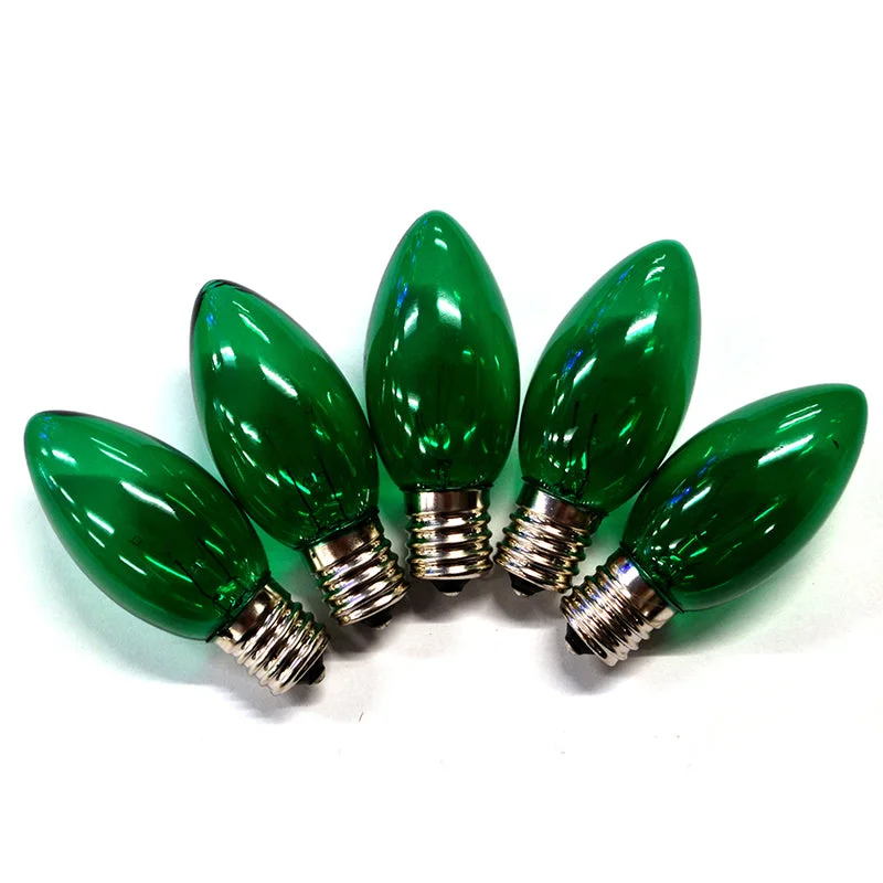 Christmas Gift Wrapping Fun Holiday Bright Lights Incandescent C9 Green 25 ct Replacement Christmas Light Bulbs 0.08 ft.