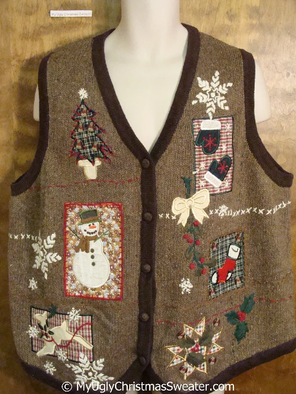 Christmas Peaceful Holiday Nights Horrible 80s Brown Big Size Christmas Sweater Vest Christmas Peaceful Holiday Nights Horrible 80s Brown Big Size Christmas Sweater Vest