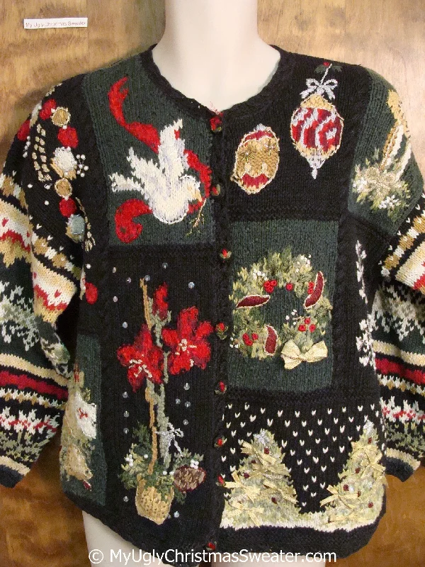 Christmas Festive Santa Hats Horrible 80s Ornate Ugly Christmas Sweater