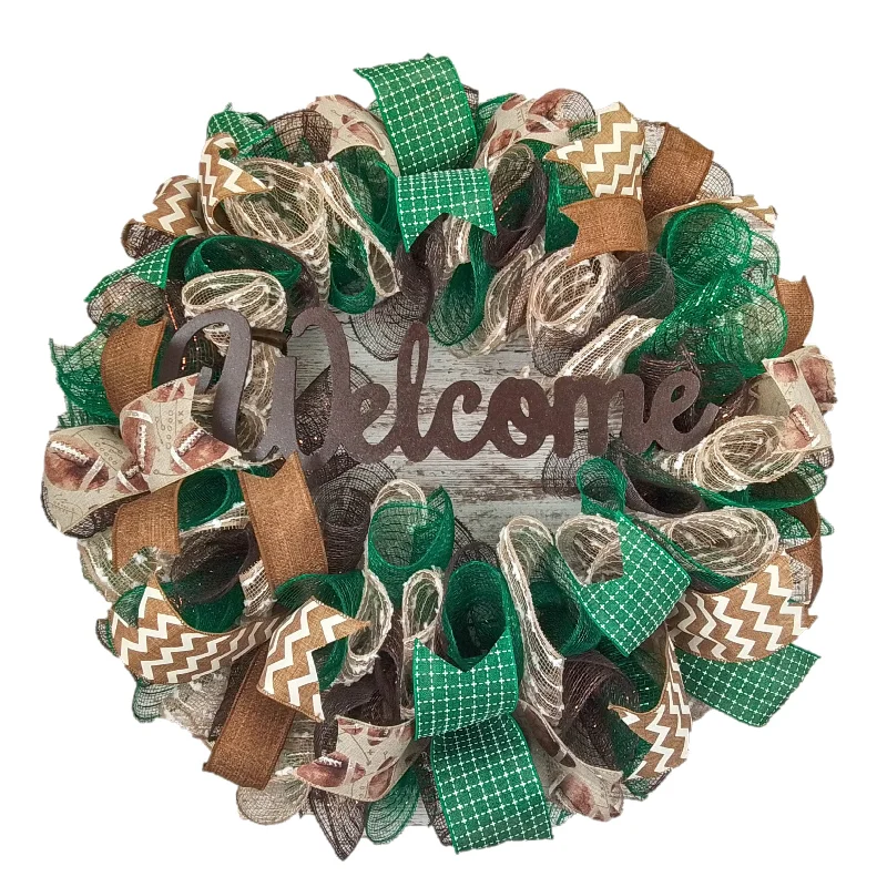Christmas Winter Scenery Rustic Welcome Door Wreath, Burlap and Ribbon Decor, Versatile Gift for Homeowners and Holidays Christmas Winter Scenery Rustic Welcome Door Wreath, Burlap and Ribbon Decor, Versatile Gift for Homeowners and Holidays