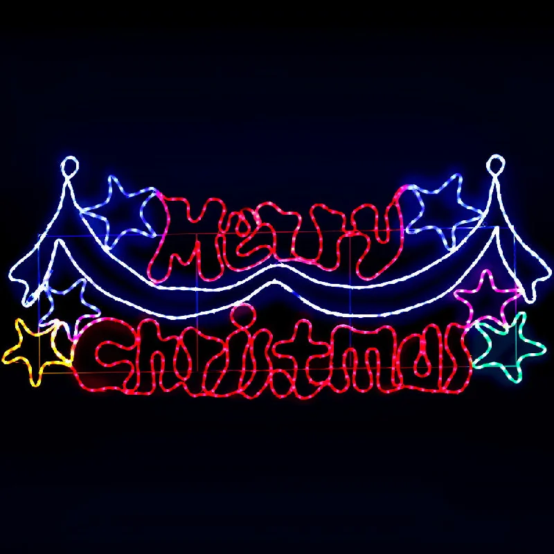 Christmas Gift Packing Station 1.9M LED Merry Christmas lights Motif Light Outdoor Decorations