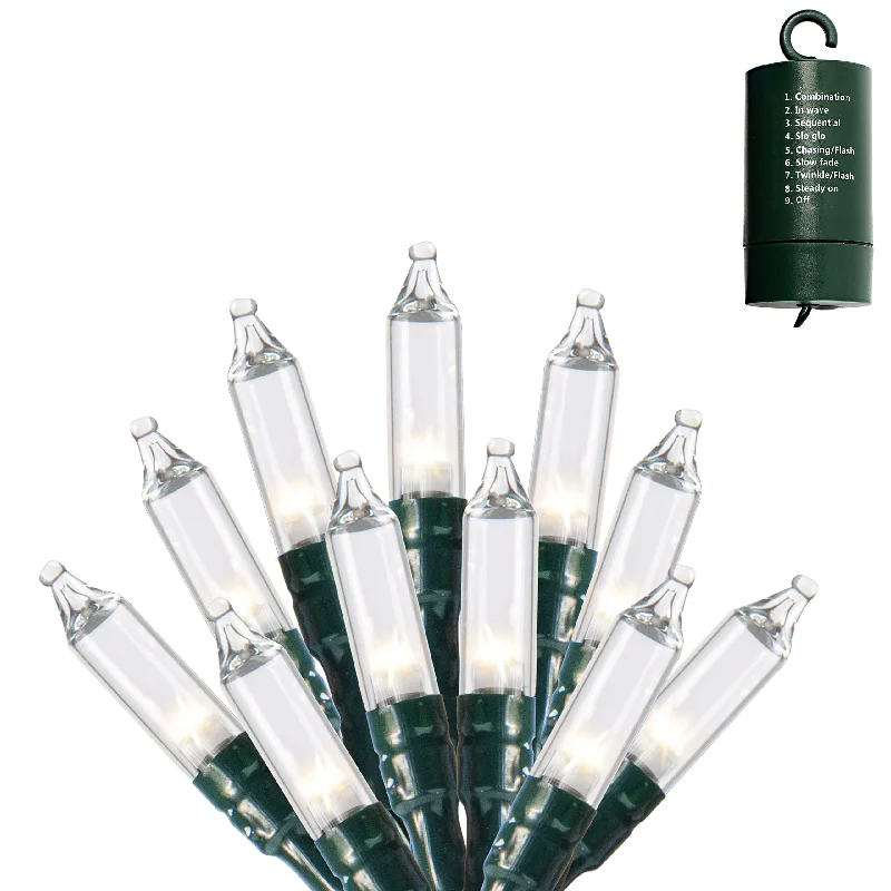 Holiday Cheer 200 Clear LED Green Wire String Lights, Battery Powered