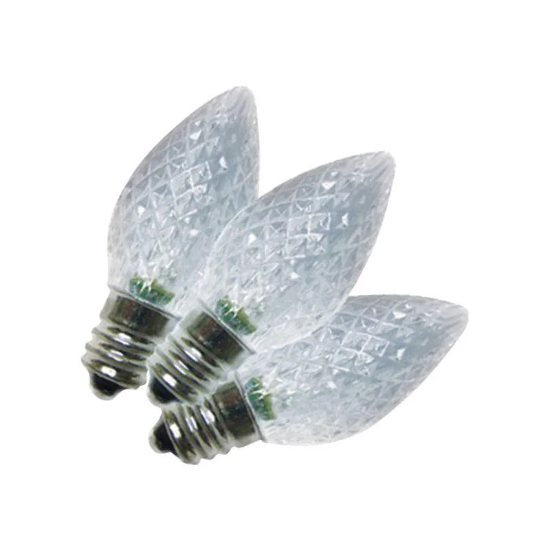 Christmas Caroling Holiday Bright Lights LED C7 Cool White 25 ct Replacement Christmas Light Bulbs