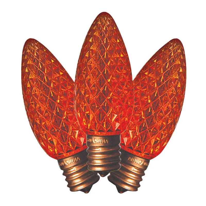 Christmas Homemade Gingerbread Holiday Bright Lights LED C9 Orange 25 ct Replacement Christmas Light Bulbs