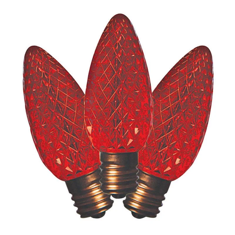 Christmas Family Time Holiday Bright Lights LED C9 Red 25 ct Replacement Christmas Light Bulbs