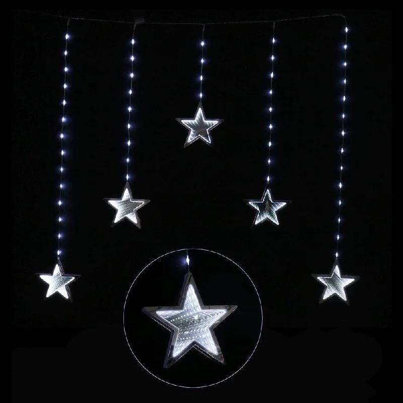 Christmas Magical Traditions LED Infinity Stars Curtain Lights Cool White