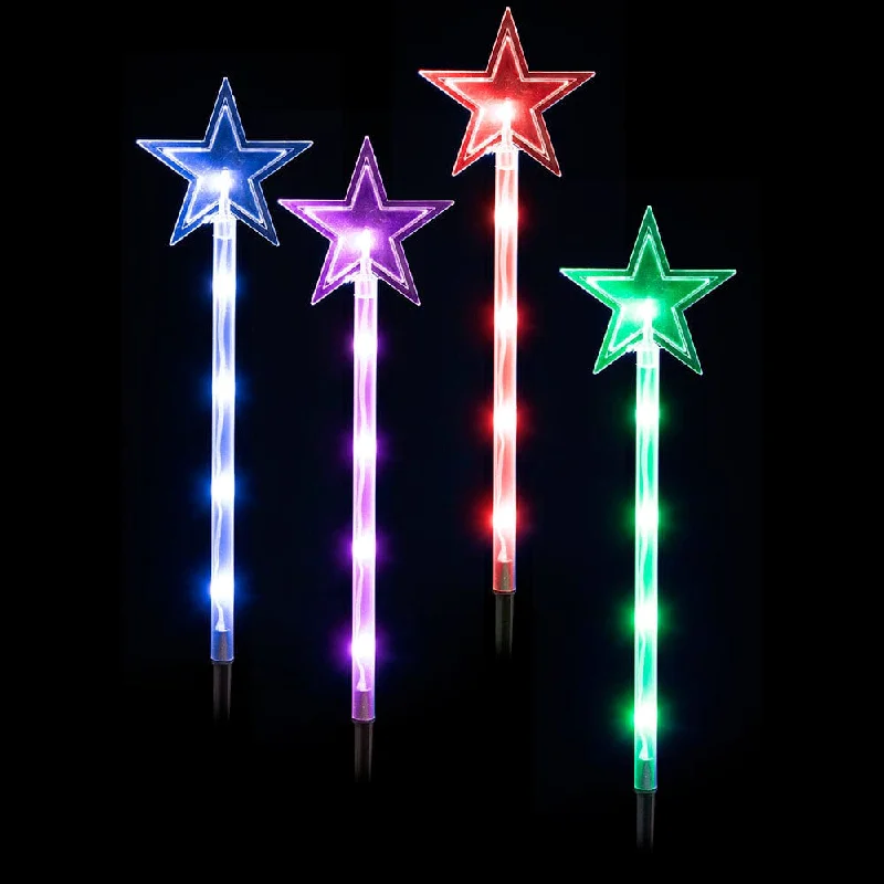 Christmas Homemade Gingerbread LED Lightshow Star Path Lights with Remote (4pk)
