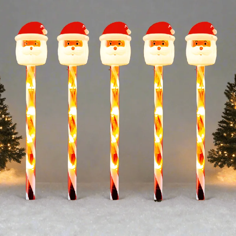Christmas Holiday Fun LED Santa Candy Path Lights (5pk)