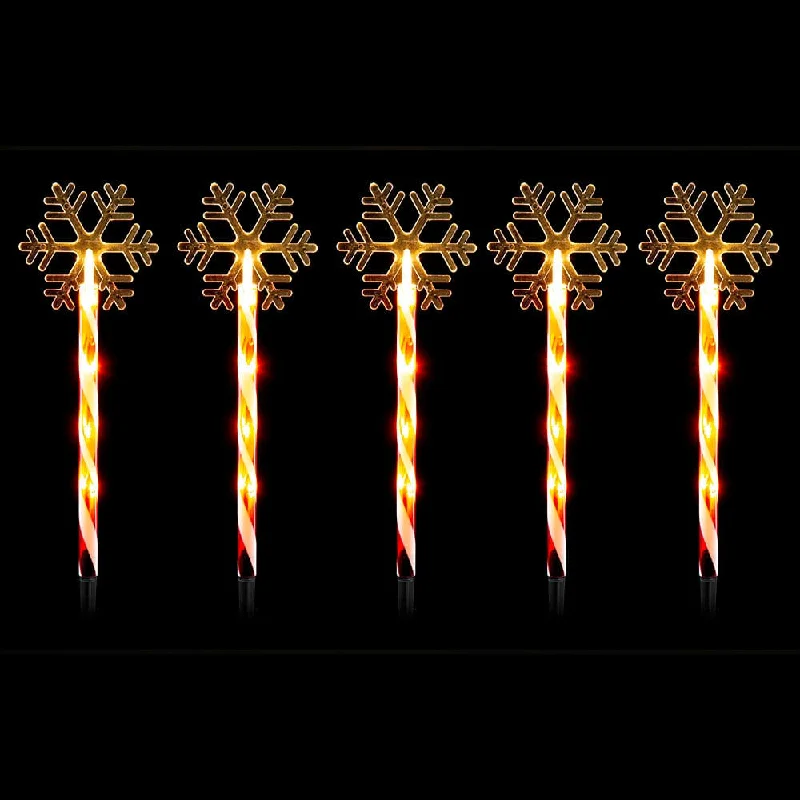 Christmas Winter Forest Walks LED Snowflake Candy Path Lights (5pk)