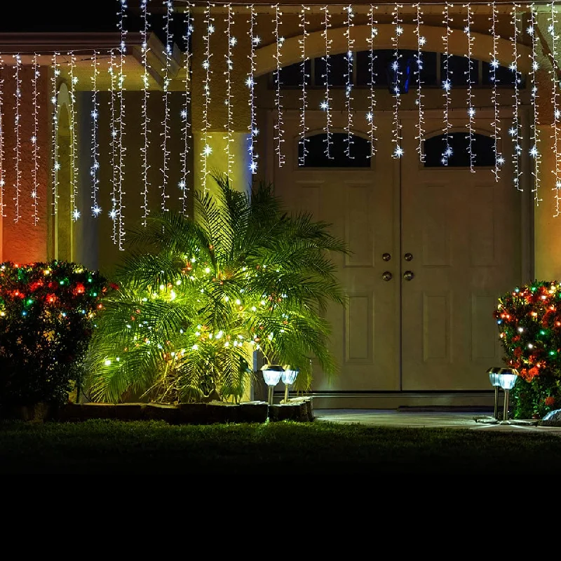 Christmas Snowfall LED White Twinkling Crazy Cluster Tapered Curtain