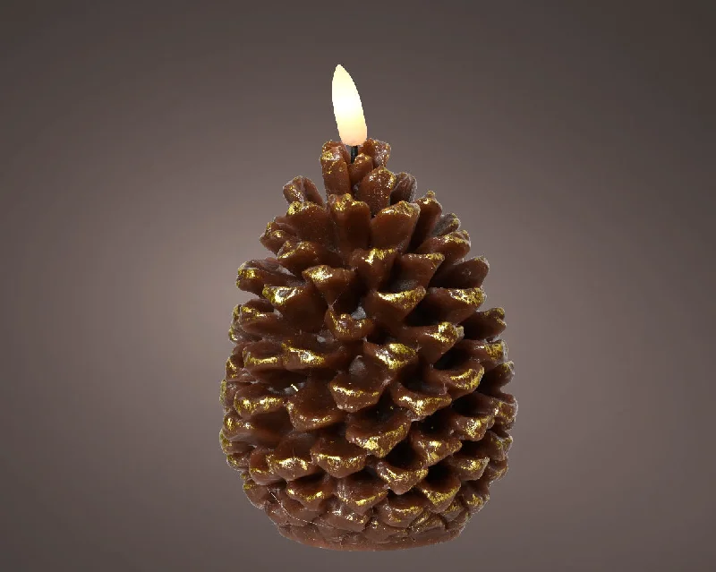 Christmas Cozy Indoor Fireplace 13cm Warm White LED Wick Brown Pinecone Candle by Lumineo Christmas Cozy Indoor Fireplace 13cm Warm White LED Wick Brown Pinecone Candle by Lumineo